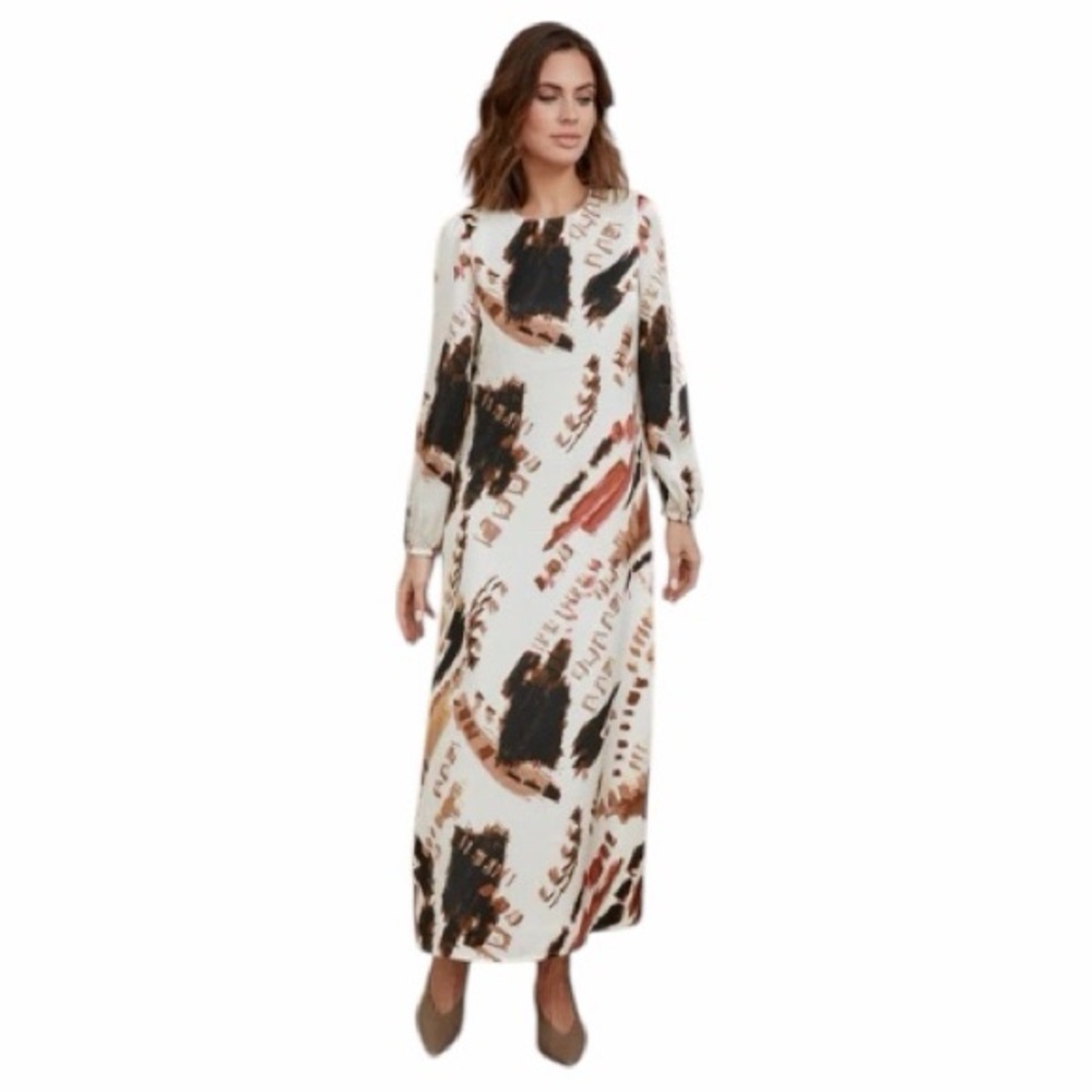 NWT! Gemma Albright Harbour Multicolored Satiny Maxi Dress. Size L/XL.